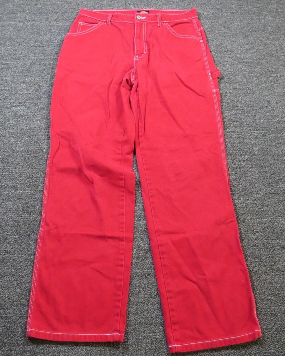 Dickies Carpenter Pants Juniors 5/27 Red Straight Leg Twill Workwear Utility